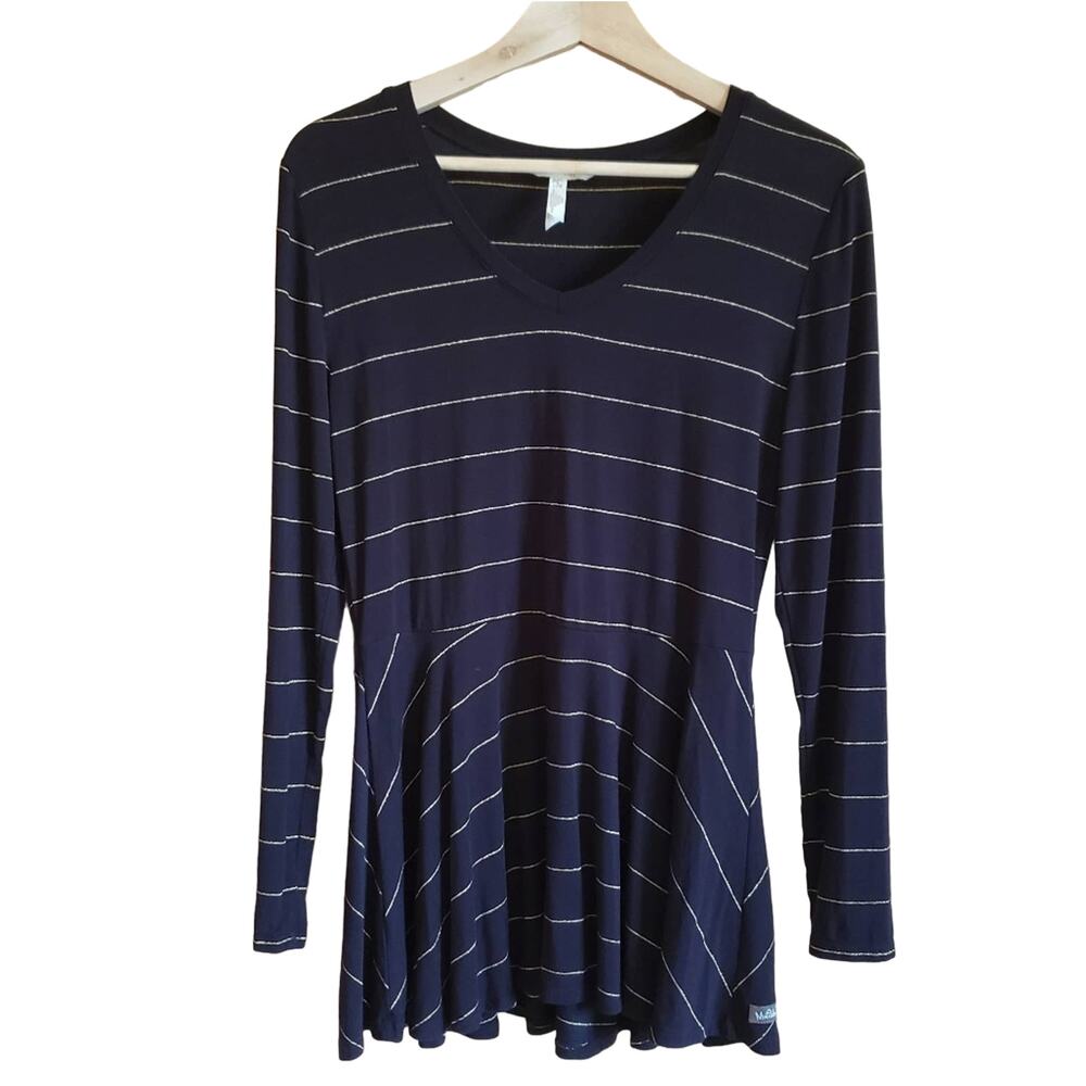 Matilda Jane Women's Striped Long Sleeve Shirt Dress Black Gold Small